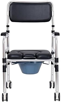 Hmhoope Adjustable Height Comfort Commode Chair Lightweight Aluminum Alloy Folding - With Wheel