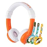 ONANOFF BuddyPhones Explore Foldable, Volume-Limiting Kids Headphones with Travel Bag, Built-in Audio Sharing Cable with Mic, Compatible with Fire, iPad, iPhone, and Android Devices, Orange