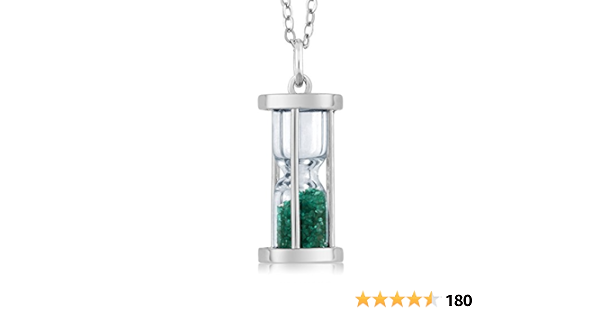 Amazon Com Gem Stone King 925 Sterling Silver Hourglass Pendant Necklace For Women With 0 75 Ct Emerald Dust And 18 Inch Silver Chain Clothing Shoes Jewelry