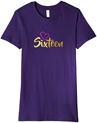 Womens Girls 16th Birthday Gift - Sixteen Years Birthday Shirt Large Purple