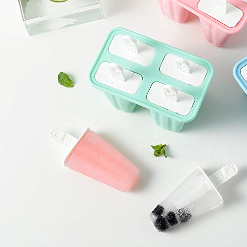Popsicle Molds 4 Pieces Silicone Ice Pop Molds BPA Free Popsicle Mold Reusable Easy Release Ice Pop Maker - Thumbnail 5