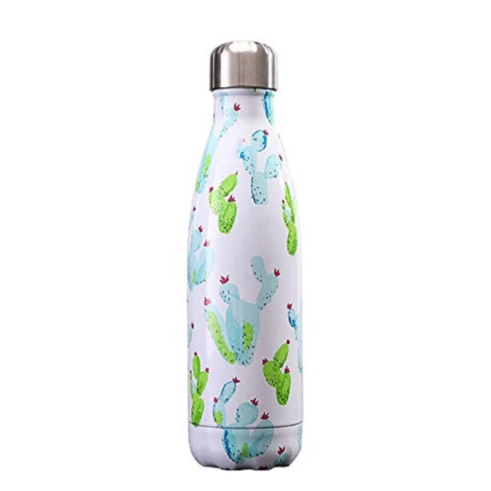 Boolavard Water Bottle Vacuum Insulated Stainless Steel Water Bottle BPA Free Metal Sports Bottle Double Wall Insulated Cold and Warm Drinks 17OZ / 500ML (Floral F)