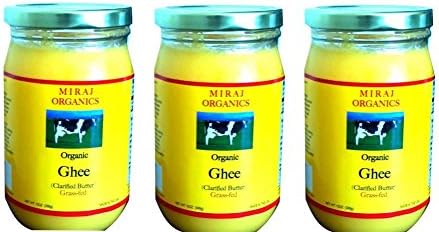 Grass-fed Organic Ghee (Clarified Butter), From Cow's Milk - 13oz, (3 - Pack), By Miraj International LLC