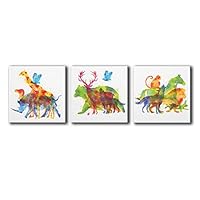 signwin-3 Piece Canvas Wall Art-Colored Animals-Canvas Prints Home Artwork Decoration for Living Room,Bedroom - 12