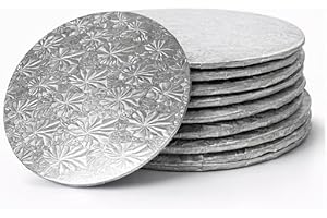 10 Inch Cake Boards (12 Pack) – Silver Round Cake Drums, Thick & Sturdy Cake Base for Baking, Decorating & Display – Reusable