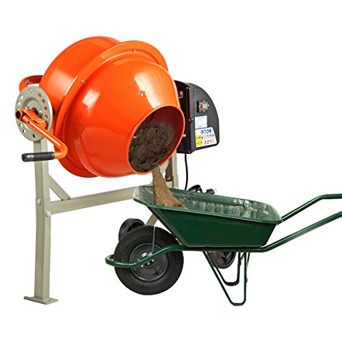 2-1/5 Cu Ft Electric Concrete Cement Mixer Mortar Mixing Stucco Seeds Portable Barrow Machine,Orange