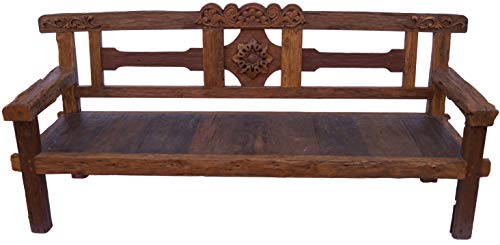 GURU SHOP Rustikale Gartenbank - Modell 12b, Braun, 110x260x90 cm, Sitzmöbel – Bild 3