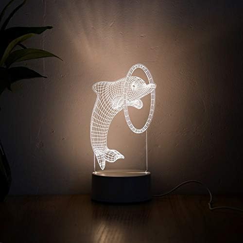 Yqs Luz Nocturna Se Enciende la lámpara 3D estéreo Mesa de Noche la luz