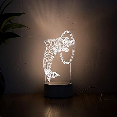 Yqs Luz Nocturna Se Enciende la lámpara 3D estéreo Mesa de Noche la luz