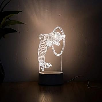 Yqs Luz Nocturna Se Enciende la lámpara 3D estéreo Mesa de Noche la luz