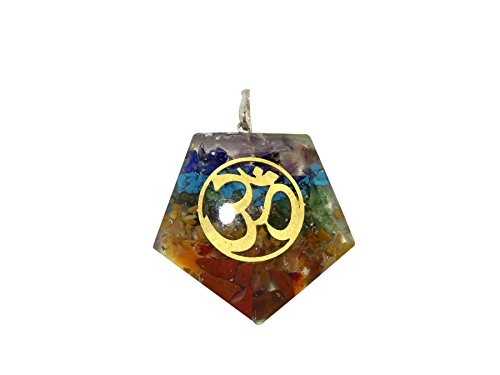 WholesaleGemShop 7-Chakra Orgone OM Pendant With Chakra Stones