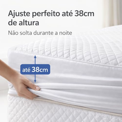 Kit Protetor de Colchão Queen Impermeável Matelado com Elástico + 2 Protetores de Travesseiro com Zíper | Silencioso, Antiácaro, Ajuste até 38cm