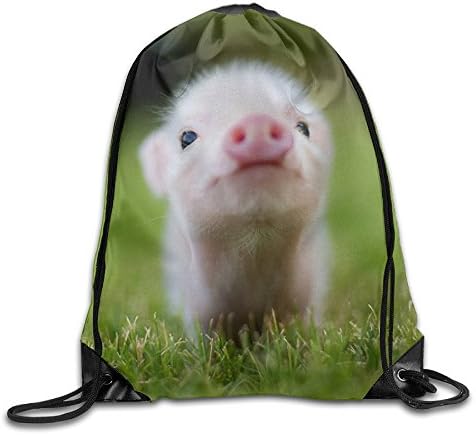 David Mclaughlin Cute Piggy Large Print Drawstring Bag Shoulder Backpack Nylon Sack Bag String Bags Gym Tote Cinch School Rucksack For Men &amp; Women