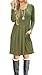 AUSELILY Women Long Sleeve Dress Empire Waist Knee Length Casual Loose Round Neck Fall Dresses with Pockets (XL, Army Green)