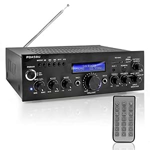 Pyle PDA5BU.0 200W Audio Stereo Receiver-Wireless Bluetooth Power Amplifier Home Entertainment System w/AUX in, USB Port…