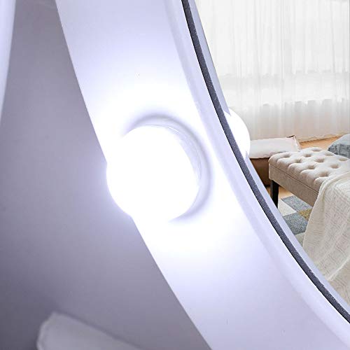 Vanity Table Set,White Makeup Dressing Table with Oval Lighted Mirror,Cushioned Stool,3 Drawers,2 Storage Casesï¼ŒWooden Makeup Furniture for Women Girls Bedroom