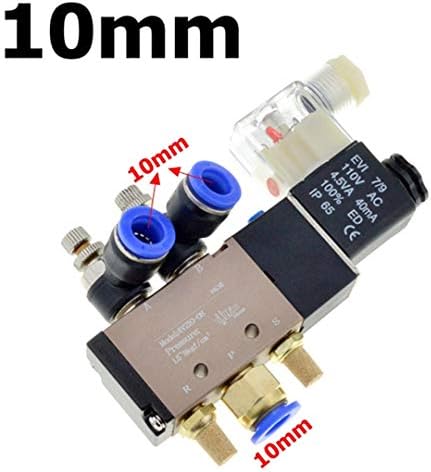 RIfengTubi Pneumatic Flow Adjust Solenoid Valve 5Way 2 Position Air Gas Magnetic Valve 12V 24V 110V 220 Coil Volt 8Mm Hose Quick Connection 10mm DC 24V