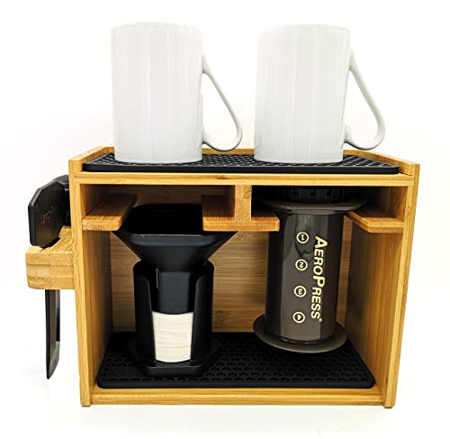 Hexnub Organizer for Aeropress Coffee Maker Premium Bamboo Stand Caddy Station Holds Aeropress Coffee Maker Filters Cups Accessories with Silicone Dripper Mat Hexnub Organizer for Aeropress Coffee Maker Premium Bamboo Stand Caddy Station Holds Aeropress Coffee Maker Filters Cups Accessories with Silicone Dripper Mat