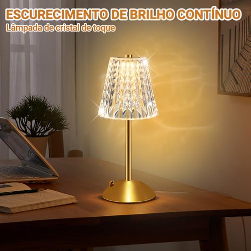 Abajur Quarto Sem Fio, Abajur de Mesa, Luminária Sem Fio Touch Recarregável