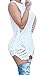 Pxmoda Women's Side Slit Ripped Knitting Pullover Loose Sweater Dress (Large, White)