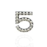 New Fashion Ladies Girls Brooches Pearls Number 5 Leaves Cc Brooches Pin Clips Clothing Accessories Suitable for Any Occasions (black)