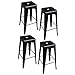 AmeriHome Metal Bar Stool Set, 30-Inch, Black, Set of 4