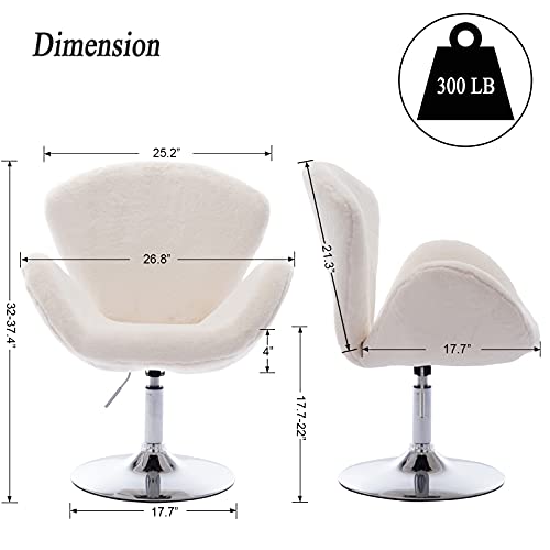 DUOMAY Swivel Faux Fur Barrel Accent Chair Adjustable Modern Makeup