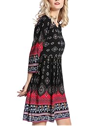 Mavis Laven - Mangas de vestir para mujer, cuello redondo, estilo étnico bohemio, estilo casual