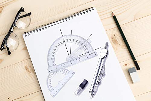 Drawing Compass and Plastic Math Protractors 180 Degree,4 Inch and 6 Inch,3 Piece Student Geometry Math Set (Style 2)