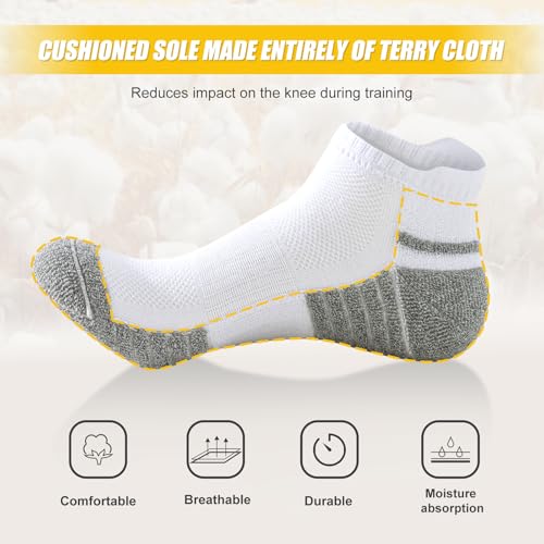 SockWaddles Trainer Socks for Men Women,6 Pair Breathable Ankle Socks with Cushion,Anti Blister Running Socks with Arch Support，Low Cut Cotton Sports Socks