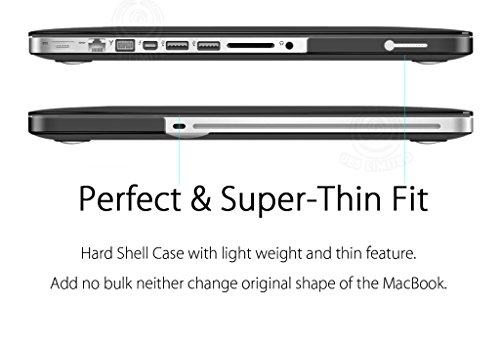 UESWILL 3in1 Glossy Crystal Clear See Through Hard Shell Case Cover for MacBook Pro 13" with CD-ROM (Non-Retina)(Model:A1278) + Keyboard Cover and Screen Protector + Microfibre Cleaning Cloth, Black - Thumbnail 5