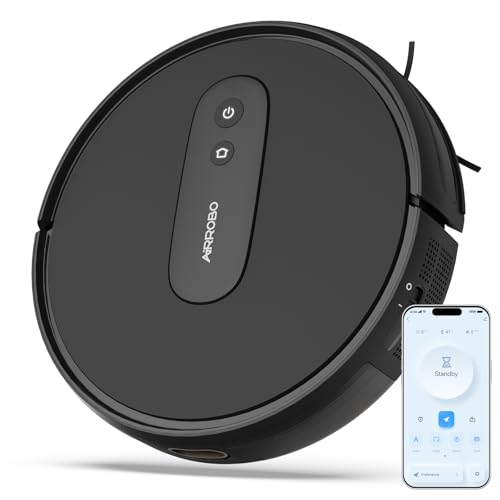 AIRROBO Robot Vacuums with 2800Pa Suction, 3-inch Slim Body, Gyroscope Navigation, Remote & App Control, 600ML Dustbin, Automatic Recharge – Ideal Robot Vacuums Cleaner for Homes
