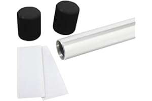 COUSIN'S CONCERT ATTIRE Silver Aluminum Color Guard Flag Pole 6 Ft Set with Plastic Black End Cap Tips and Fastener Strips for Color Guard Silk Flags, Standard Lightweight Practice Pole