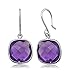 Gem Stone King 12.00 Cttw Purple Amethyst Dangle Earrings For Women | 925 Sterling Silver | Gemstone Birthstone | Cushion Checkerboard Cut 12MM
