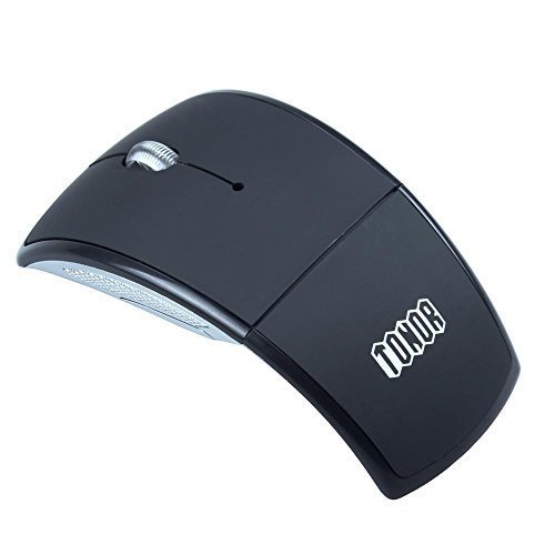 Tonor TN437 Foldable Folding Arc Optical Wireless Mouse For Laptop Mac Computer Double-sided Board (Black)