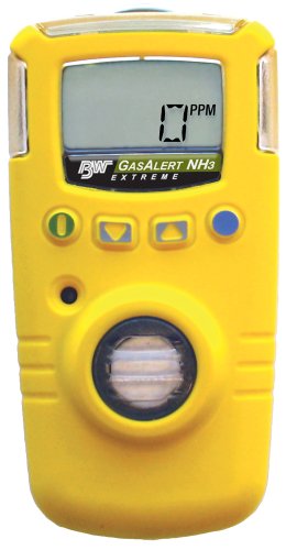 BW Technologies GAXT-A2-DL GasAlert Extreme High Range Ammonia (NH3) Single Gas Detector, 0-400 ppm Measuring Range, Yellow
