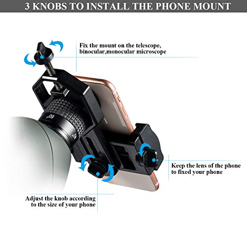 LAKWAR Universal Cell Phone Adapter Mount - Compatible Binocular Monocular Spotting Scope Telescope Microscope-Fits Almost All Smartphone on The Market -Record The Nature The World