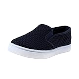Top Moda AD-55 Women's Woven Style Slip On Elastic upper sides round toe bright fashion Flat Sneakers