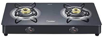 Prestige Royale Plus Schott Glass 2 Burner Gas Stove, Black