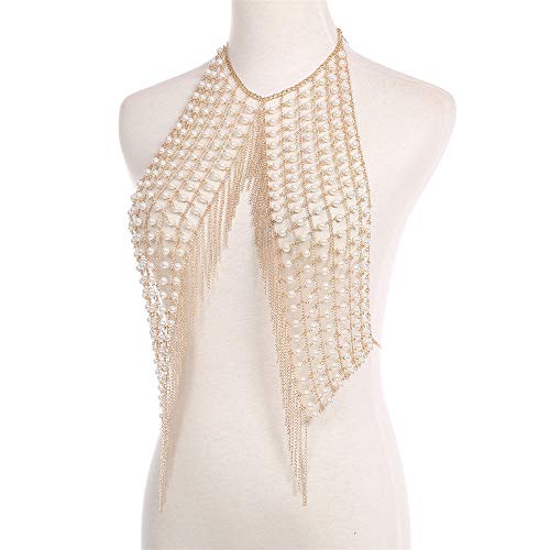 ZzheHou-Catena-per-Il-Corpo-da-Donna-Collana-di-Perle-Sexy-della-Pancia-Catena-Catena-Corpo-Femminile-Oro-Strass-Nappa-Bra-monili-della-Catena-Catena-di-Bikini
