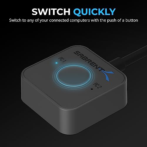 SABRENT Thunderbolt 4 KVM Switch, Peripheral Sharing with 3X Thunderbolt 4 USB C 40Gbps, 2X USB-C Charging 60W (PD 3.0) | 4X USB Type A 3.2x2 10Gbps | Supports 4K@144Hz / 8K@60Hz DSC (SB-TB4K)