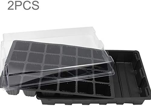 Easy Go Shopping 2 PCS Seedling Tray Sprout Plate 24 Holes Nursery Pots Tray Lids Box For Gardening Bonsai Mini Greenhouse Nursery Plate gardening