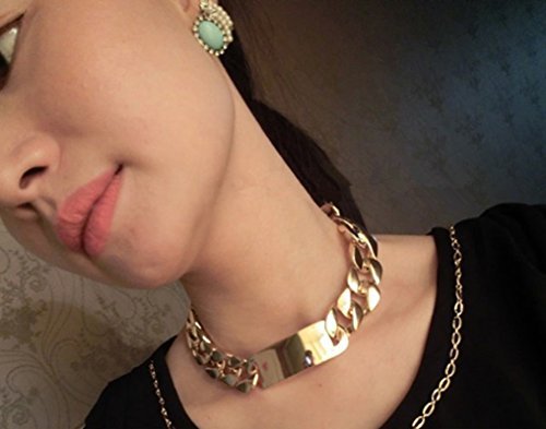 Dlakela Gold Plated Punk Cuban Chain Link Collar Choker Necklace (Golden)