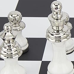 Deco 79 Aluminum Chess Game Set, 22" x 22" x