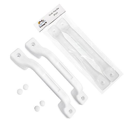 Camp'N -2 Piece- All Weather Plastic Grab Handle - Entry Door Assist Bar for RV, Trailer, Camper, Motor Home, Cargo Trailer, Boat-OEM Replacement (White 2-Piece)
