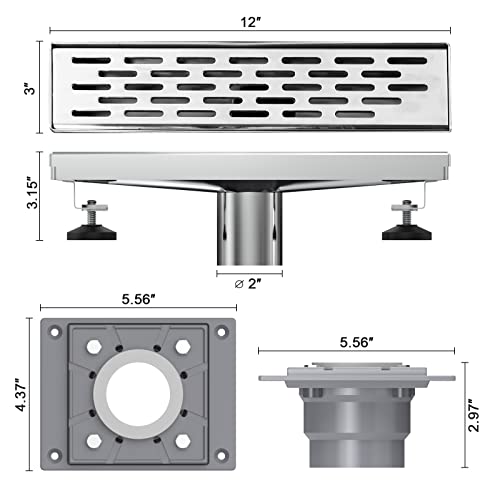 Shower Drain by EMBATHER Linear Shower Drain 12 Inch Floor Drain with