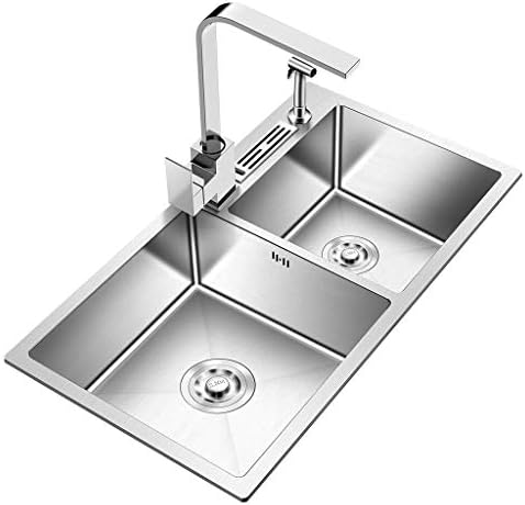 シンク周り用品 キッチンシンク大容量ステンレススチールダブルシンク国内長方形凹型シンクバルコニーランドリーシンク Color 春夏新作 Silver 78 43 5cm Size
