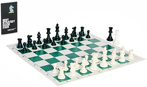 Contemporary Tournament Chess Set comes with Heavyweight Game Pieces, Durable Chess Board, and Strategy Guide