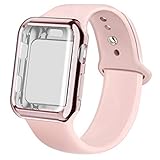 jwacct Compatible for Apple Watch Band with Screen Protector 38mm, Soft Silicone Replacement Sport Band Compatible for Apple iWatch Series 1/2/3