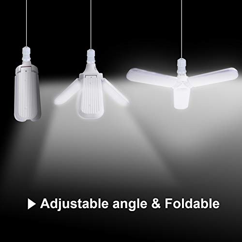 LED Garage Lights 4500LM LED Basement Lights 45W Led Shop Lights Deformable Led Garage Ceiling Lighting Daylight LED Light Bulbs Adjustable for Garage, Workshop, Workbench, Barn, Warehouse, 2 Pack